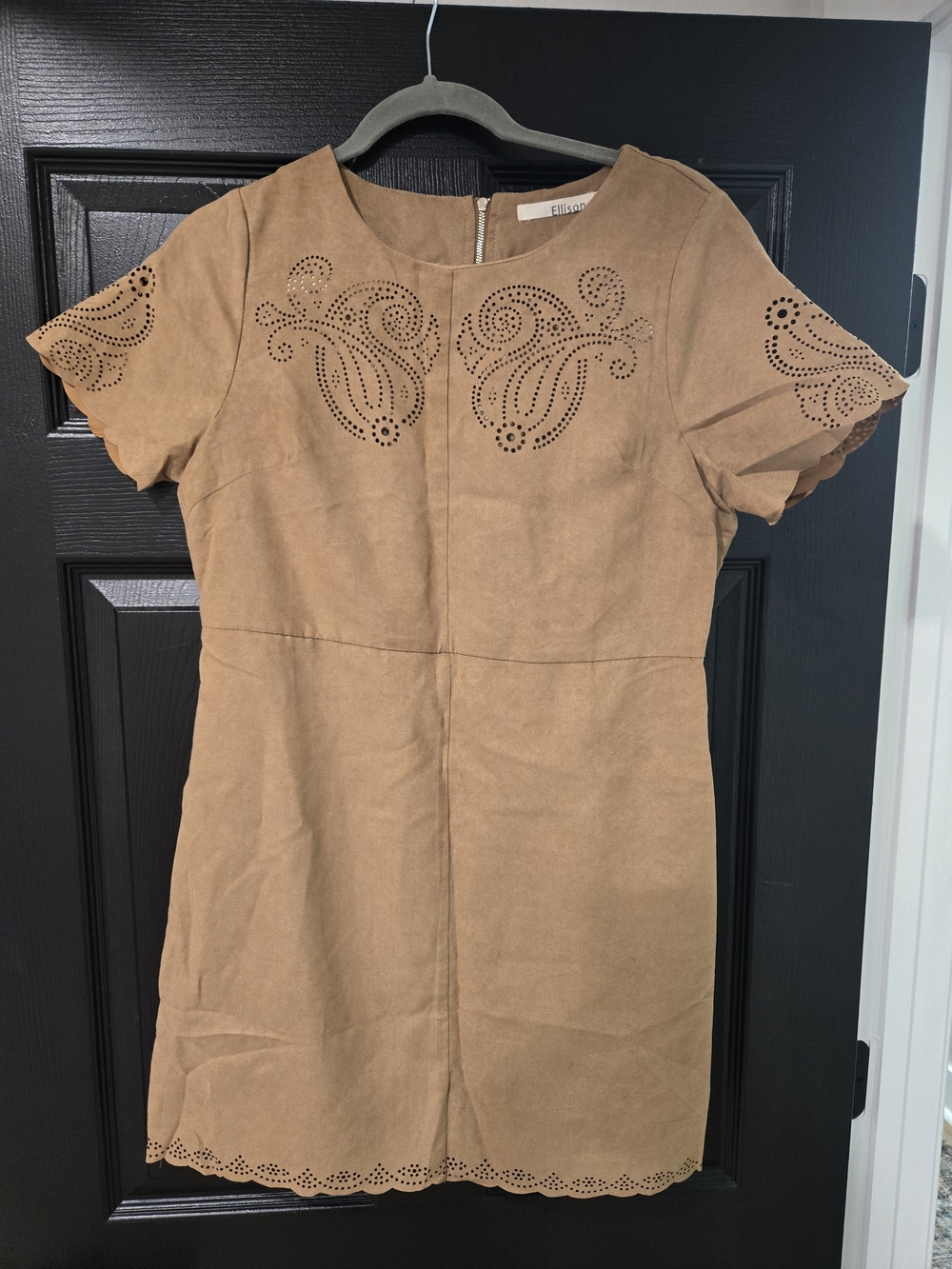 Ellison Suede-Like Tan Short Sleeve Dress